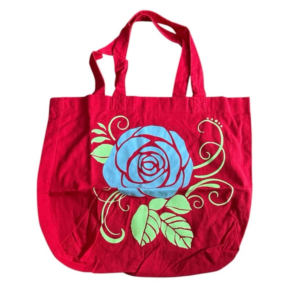Red Floral Tote Bag